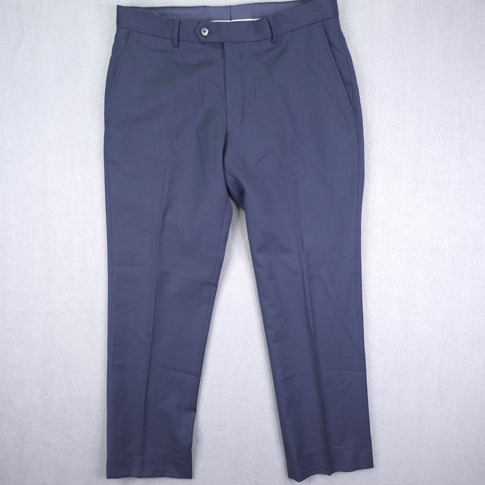 Charles Tyrwhitt Dress Pants Slim Fit Navy Blue 32W Wool Professional Classic